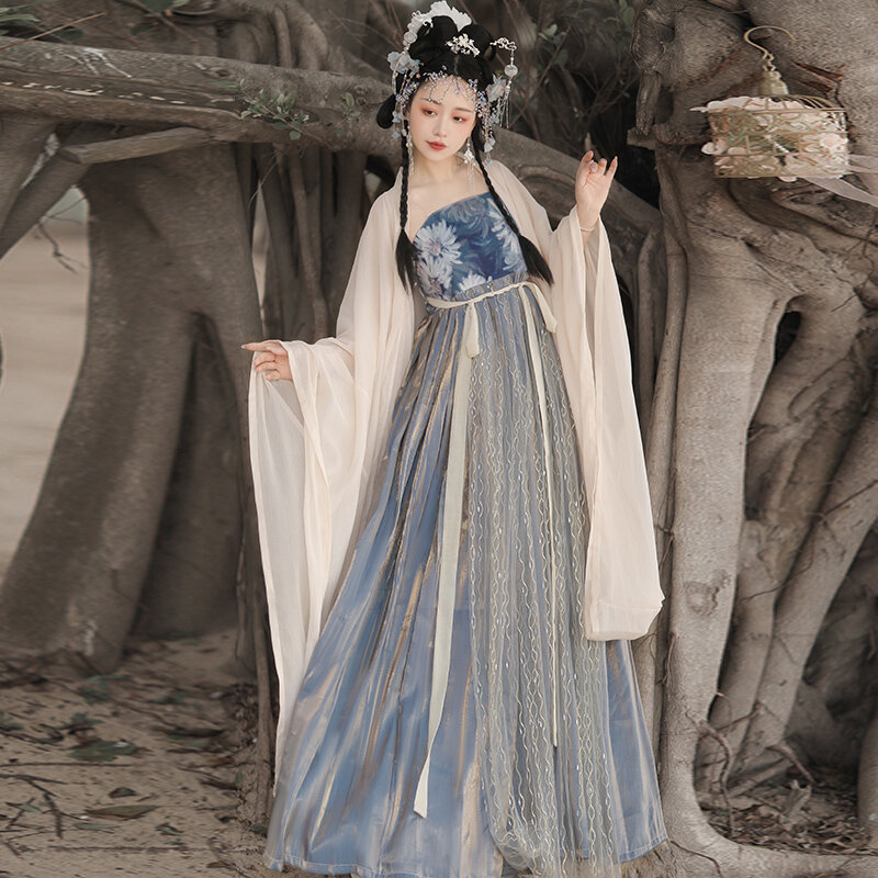 Mới Hanfu Hoa Siêu Phong Cách Cổ Tích Đường-Sản Xuất Hezi Váy Hán Nguyên Tố Thêu Hàng Ngày Xác Thực Mùa Xuân Và Mùa Hè Mới phù Hợp Với
