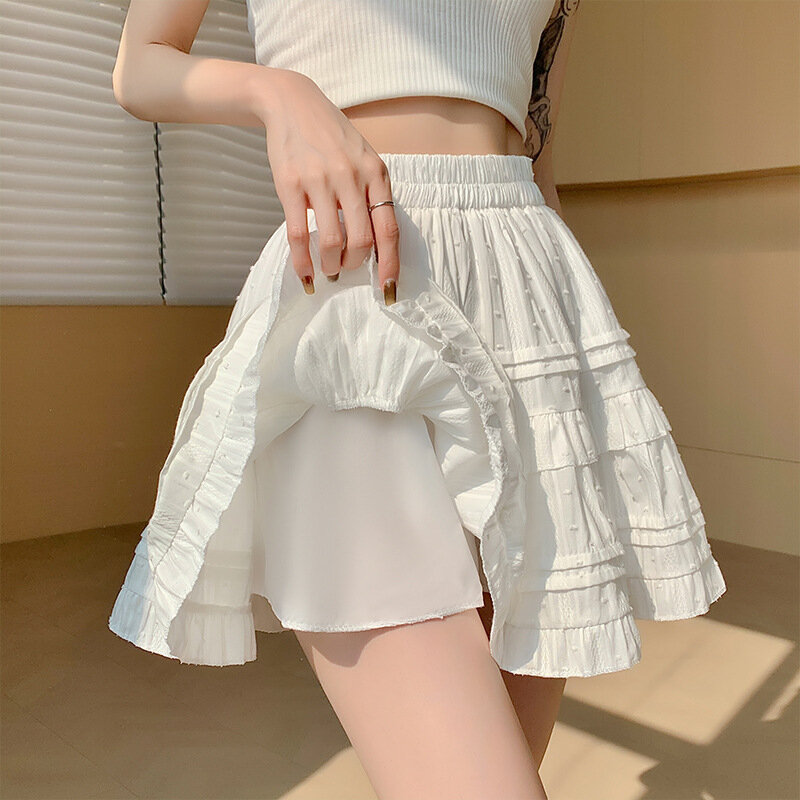 Summer Kawaii Short Layered Skirt Womens Y2k Clothes Korean Fashion Vintage High Waist White Black Mini Tennis Skirts for Women