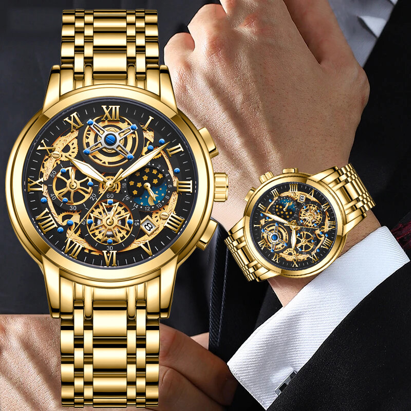 LIGE Sport męskie zegarki modny Top luksusowego biznesu automatyczne zegarek z datownikiem męskie na co dzień wodoodporny zegarek Relogio Masculino + Box