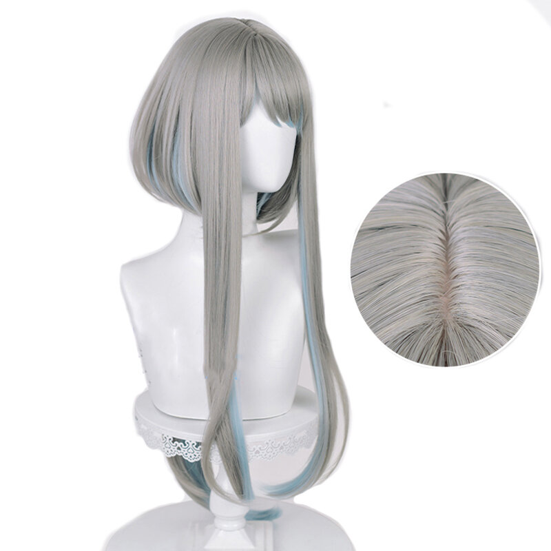 L-email wig Synthetic Hair Genshin Impact Guizhong Cosplay Wig Genshin Impact Cosplay 90cm Long Grey Wig Heat Resistant Wigs