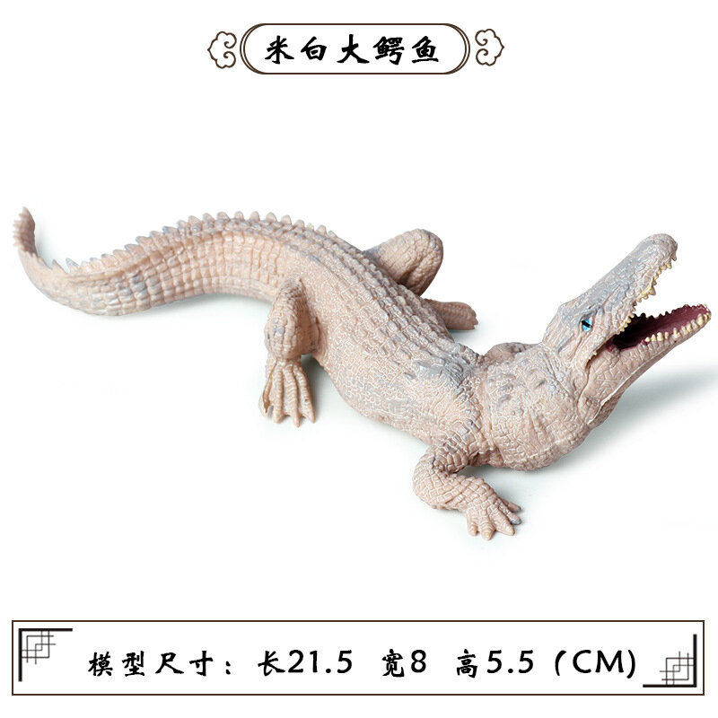 Simulação sólida vida selvagem modelo bege crocodilo jacaré anfíbio crocodilo brinquedo feito à mão