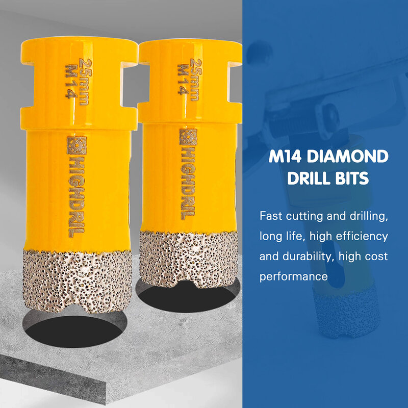 HIGHDRIL Diamond Saw Holes Bits Vacuum Brazed Dry Core Holes Bits 1pc Dia25mm For Granite Marble Tile Ceramic Cutters M14 Thread