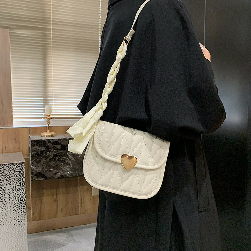 Weaving Strap Design Women PU Leather Shoulder Bag Retro INS Fashion Female Handbags Lady White/Black/Khaki Crossbody Hasp Bags