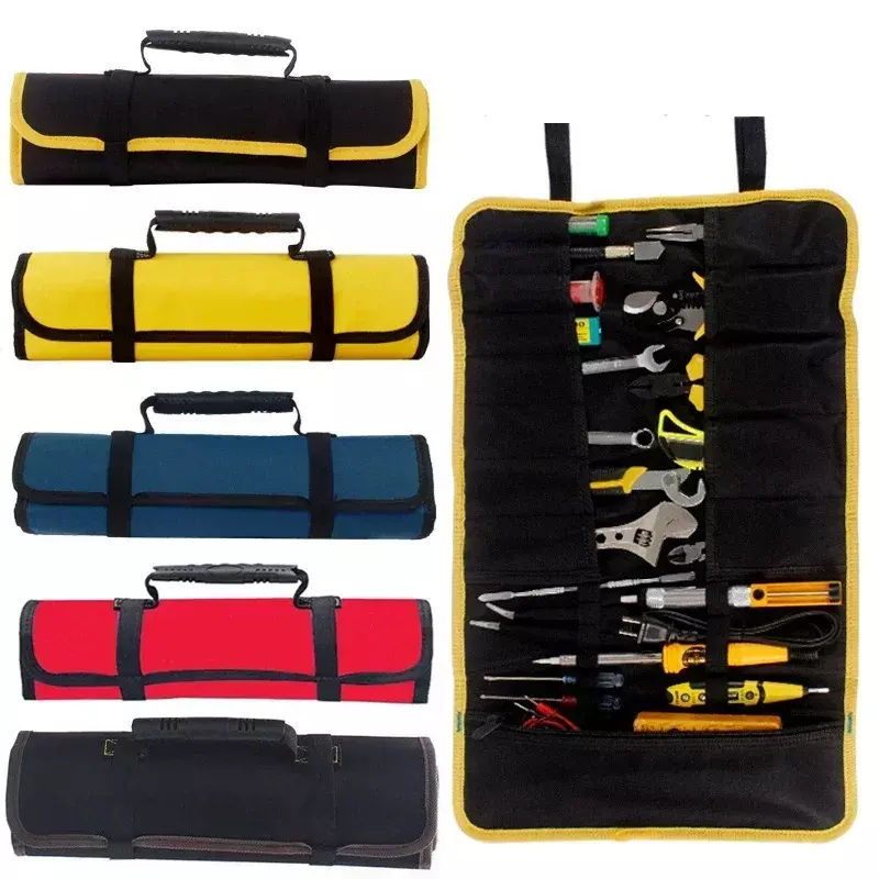 Bolsa de herramientas plegable de lona Oxford de alta calidad, almacenamiento de herramientas de bolsillo, impermeable, rollo de herramientas, 2024