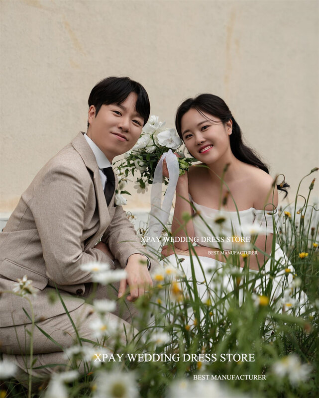 Xpay elegant von der Schulter Brautkleider für Korea ärmellose rücken freie Brautkleid für Fotoshooting maßge schneiderte Brautkleider