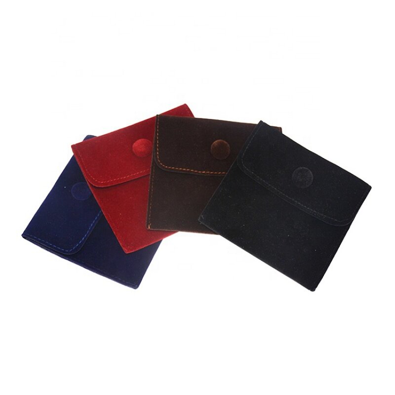 Customized product、Custom Logo Luxury Microfiber Jewelry Packaging Bags Small Envelope Flap Velvet Suede Fabric Black Pouches Fo