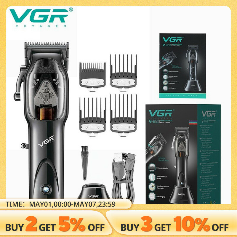 VGR Hair Clipper Professional Hair Cutting Machine Cordless Hair Trimmer Electric Barber Haircut Trimmer for Men V 653