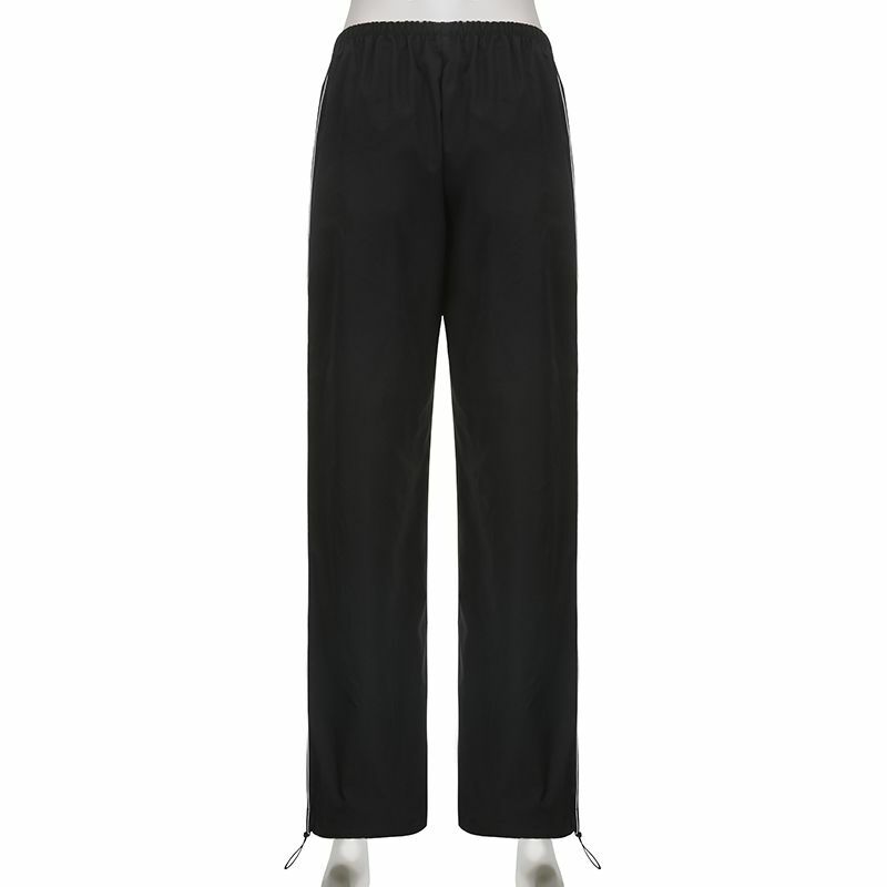 Pantalon Cargo à Jambes Larges pour Femme, Streetwear, Baggy, Harajuku, Couleur Unie, Taille Basse, Jogging Décontracté
