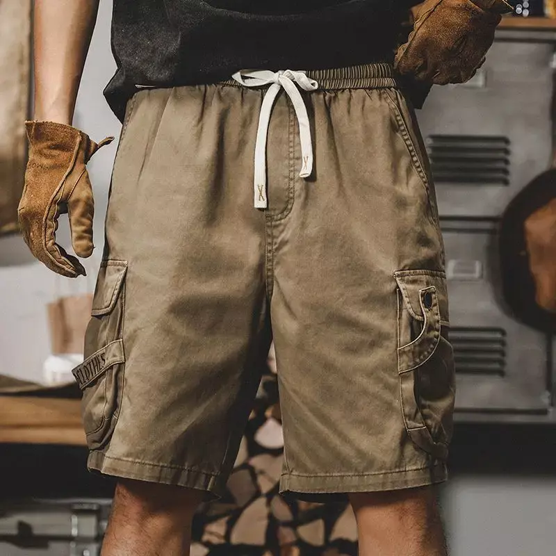 Pantalones cortos Cargo con bolsillos para hombre, pantalones cortos de trabajo con cordón de algodón, ropa de moda hermosa Y2k, diseñador de verano, 2024