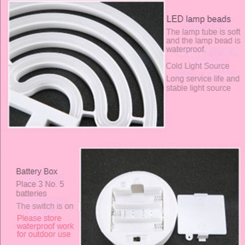 무지개 LED 야간 램프, 소녀 침실 따뜻한 야간 조명, 방 장식, 3D 아크릴 테이블 책상 램프