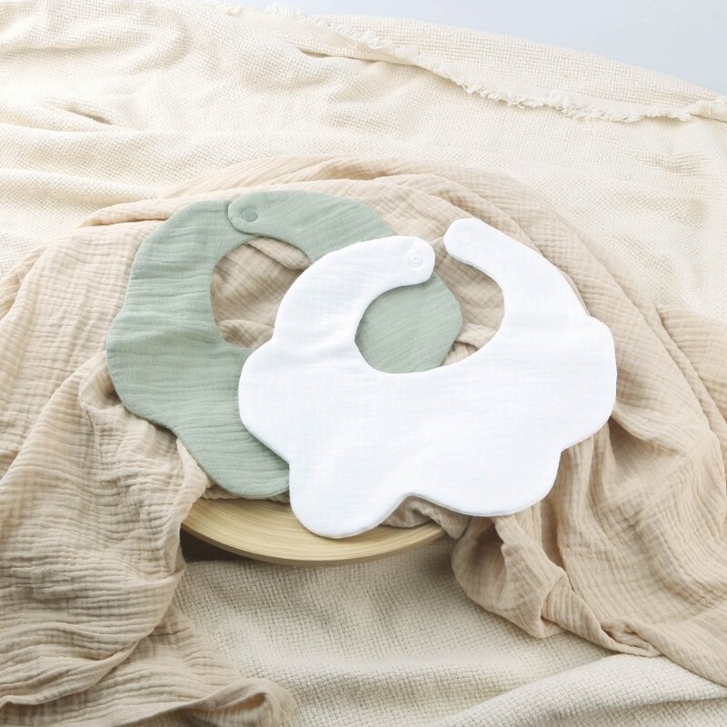 3 pièces/ensemble coton bébé bavoirs 2 couches couleur unie absorbant salive serviette pour nouveau-né