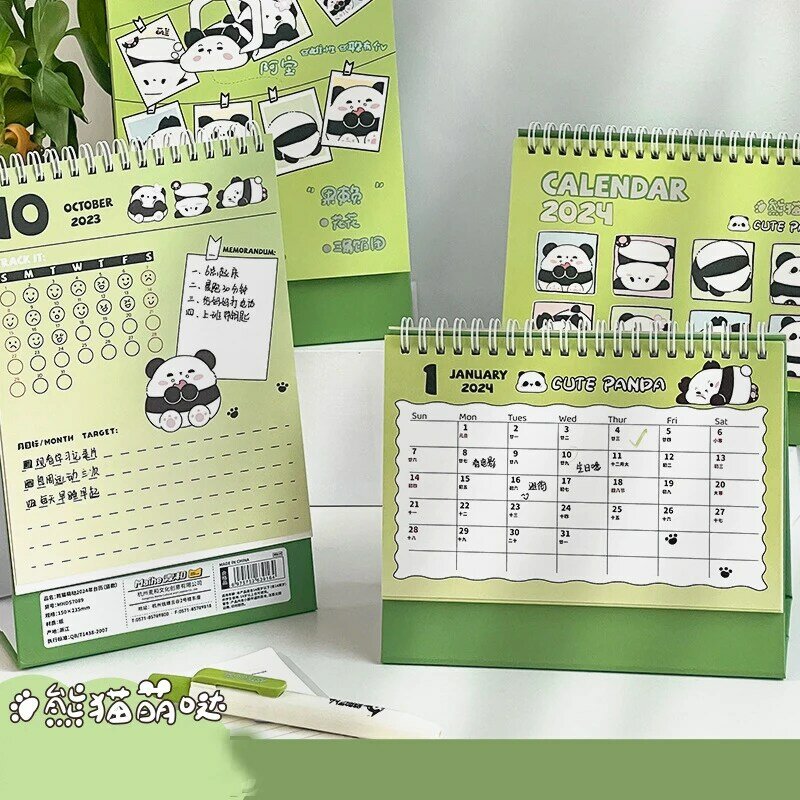 Mini calendrier de table et de bureau, petit et grand calendrier Krasnocat mignon, calendrier à bobine Kawaii, décoration de plan de bureau, 2024