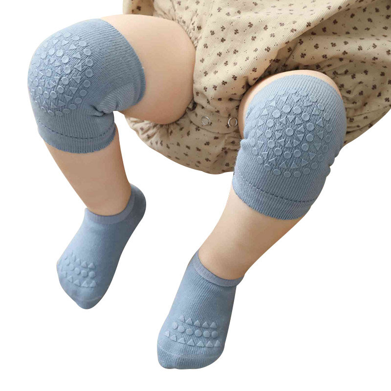 Kaus kaki bantalan lutut bayi Set, pelindung lutut Anti Slip warna polos, pelindung lutut untuk anak laki-laki dan perempuan