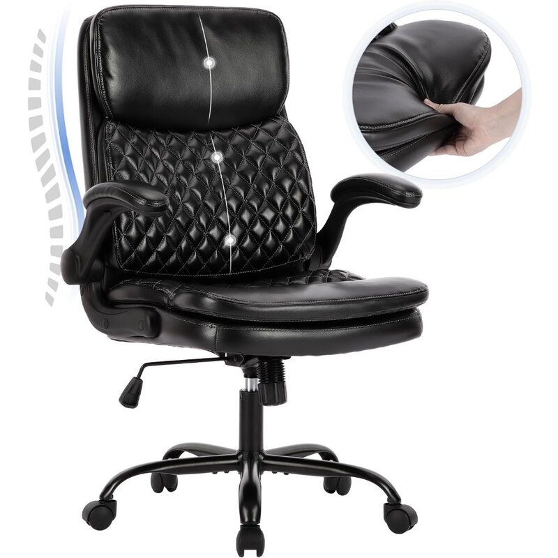 COLAMY Office Chair, Executive Computer Chair, Ergonomic Home Office Chair with Padded Flip-up Arm, Adjustable Height and Tilt