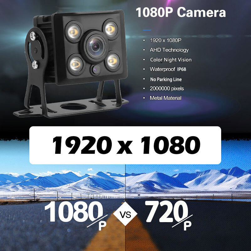 リバースカメラ付き車の監視カメラ,1080p,12V,Canbus,トラック,車用,白色LEDライト,フルカラー,暗視,360