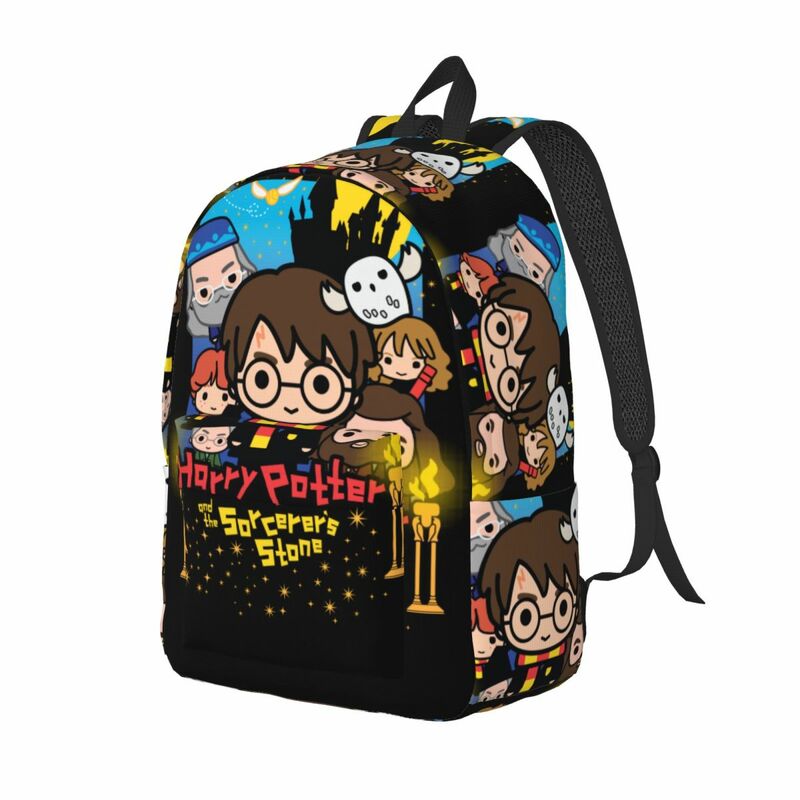 Mochila de dibujos animados Potters y The hechicer's Stone, bolsas de libros para estudiantes de secundaria primaria, mochila de día para adolescentes con bolsillo