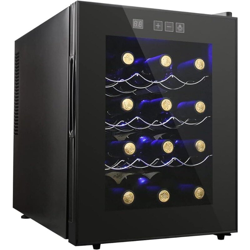 와인 쿨러 냉장고, 컴팩트 와인 냉장고, 디지털 온도 제어, 조용한 작동, 열전 칠레, 12 병