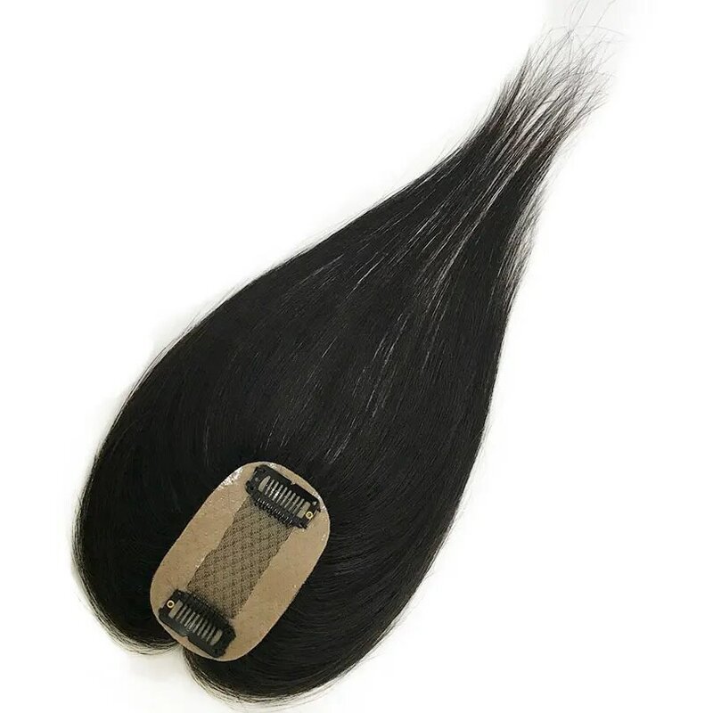 شعر مستعار أصلي مربوط يدويًا للنساء ، قاعدة حرير ، ناعم مستقيم ، فروة رأس طبيعية ، شعر رقيق ، 5 × 8 ، 2 مقطع ، 8 10 بوصة