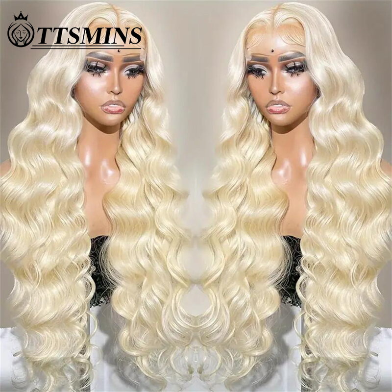 Perruque Lace Front Wig Body Wave Brésilienne Naturelle, Cheveux Humains, Couleur Blond Miel, Transparent, 13x6, HD 613, pour Femme