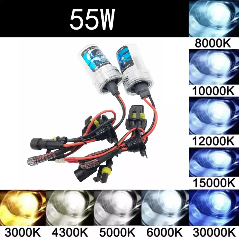 Kit de bombillas de Xenón HID para coche, faro antiniebla de 55W, H1, H3, H7, H11, 880, 9005, 9006, 3000K, 4300K, 6000K, DC 12V, 2 uds.