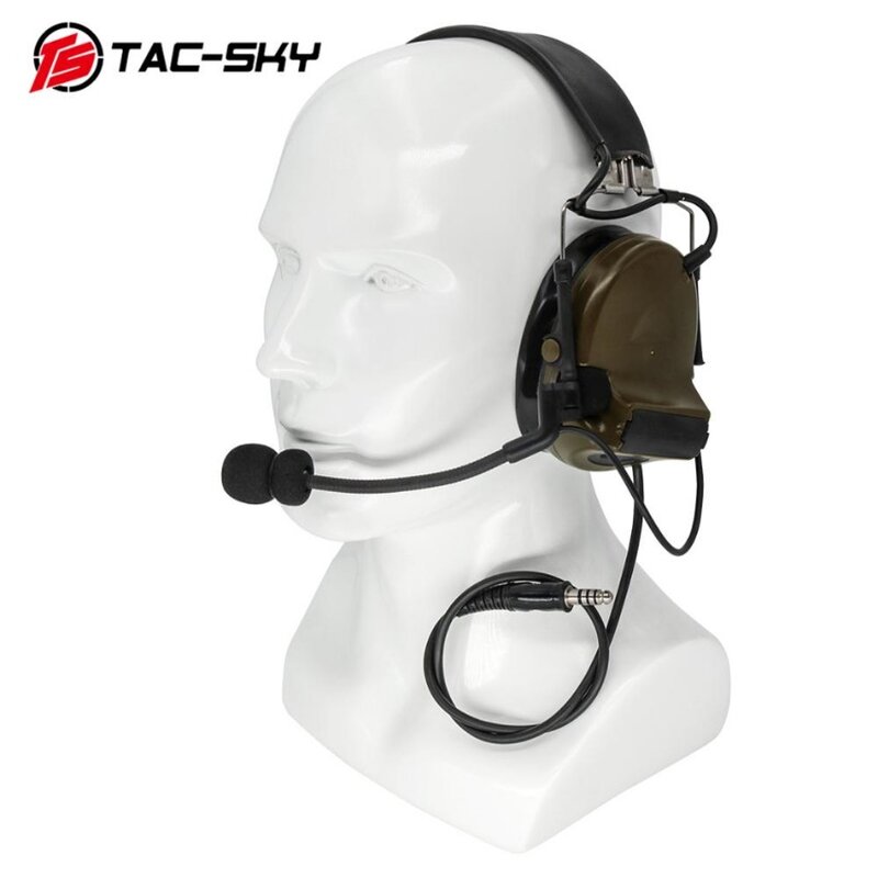 TS TAC-SKY 전술 헤드셋 COMTAC II 전자 사격 귀마개, 청력 보호 소음 차단 픽업 헤드셋, U94 PTT