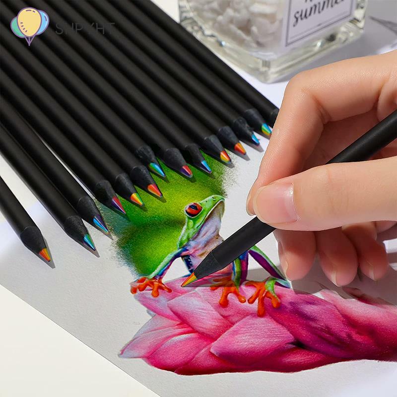 1 قطعة 7 ألوان التدرج قوس قزح أقلام جامبو الملونة أقلام رصاص متعددة الألوان للرسم الفني تلوين الرسم عشوائي