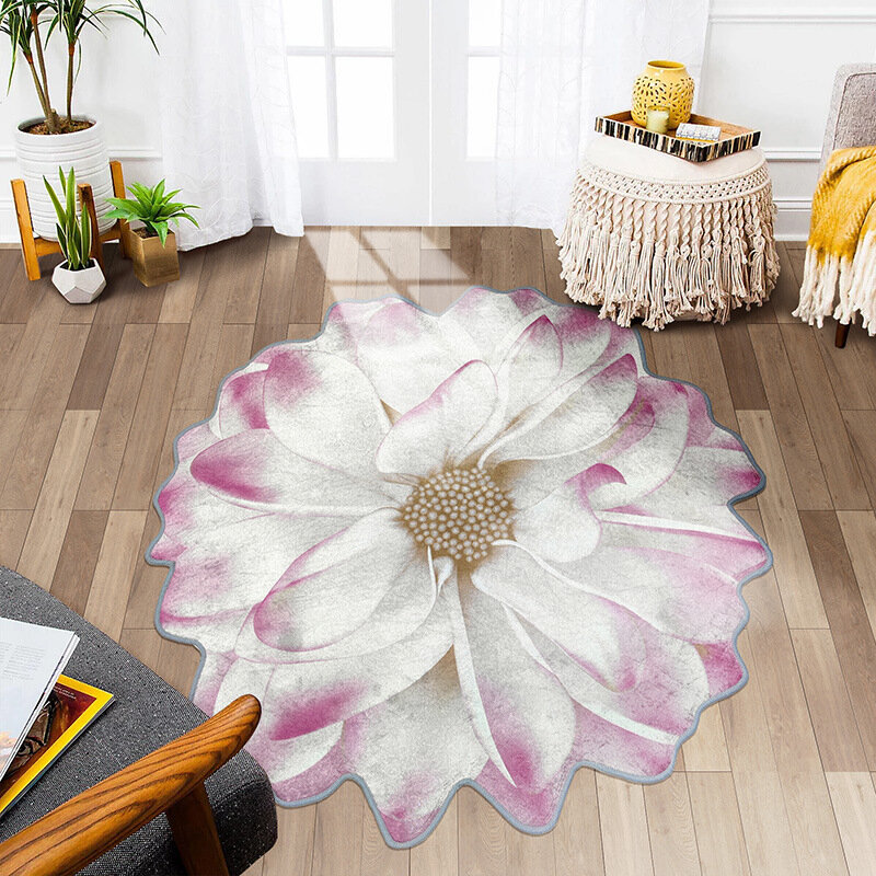 Tappeto in peluche per salotto irregolare per la casa tappeti nordici moderni per camera da letto tappetino antiscivolo lavabile a forma di fiore tappeto decorativo per soggiorno
