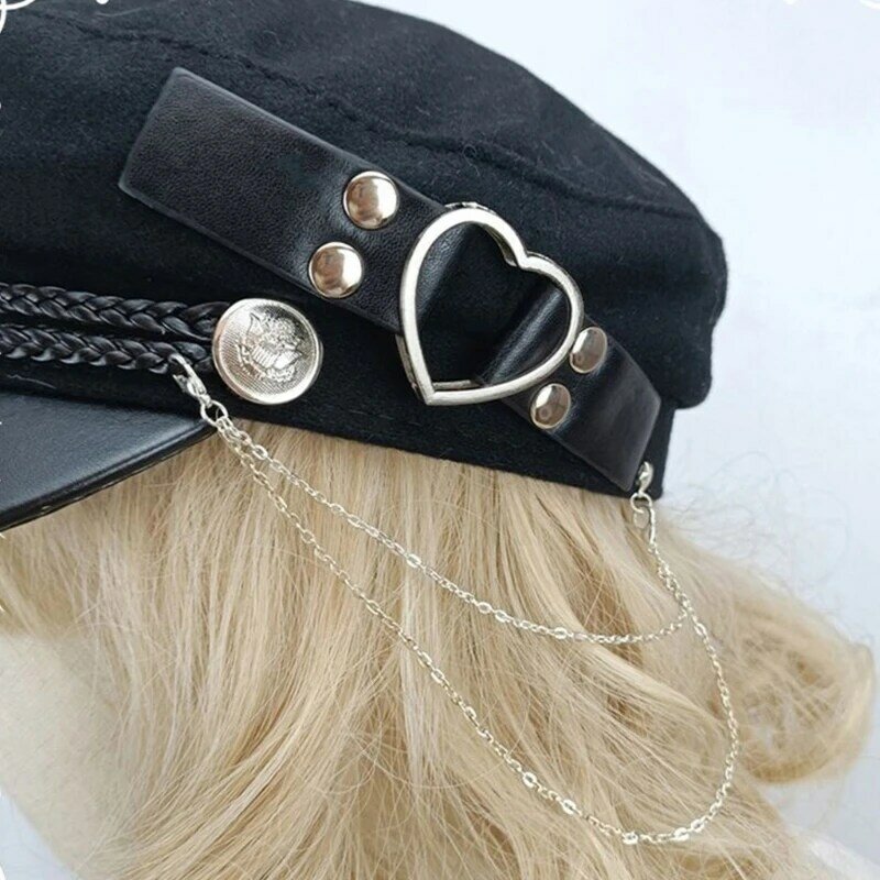 Lolita-chapéu festa para meninas, boina feltro, y2k, steampunk, chapéu octogonal para adolescentes, meninas,