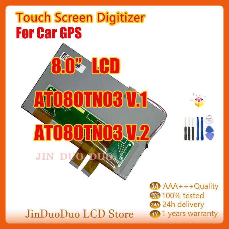 8.0 "origianl para at080tn03 v.1 v.2 display lcd digitador assembléia para carro gps AT080TN03-V.1 at080tn03 v.2 display substituição