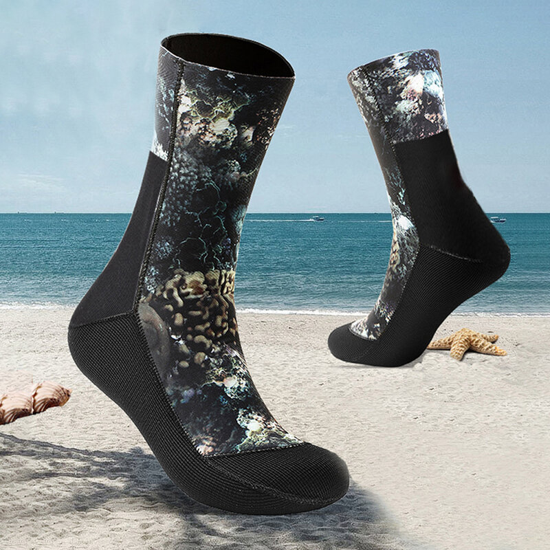 ใหม่ถุงเท้าดำน้ำ5มม./3มม.Neoprene ดำน้ำถุงเท้าชายหาดลื่นอุ่นถุงเท้าดำน้ำถุงเท้า Camouflage Surf ถุงเท้า