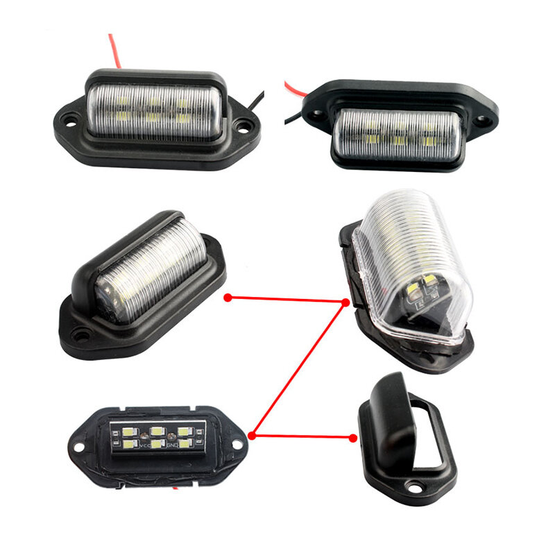 자동차 보트 RV 트럭용 방수 번호판 조명, 트레일러 스텝 램프, 6 LED 후미등, 12V 번호판 조명, 1PC