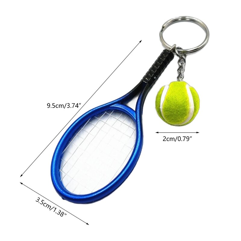 6Pcs Tennis Keyring with Tennis Bat and Tennis Ball, Car Key Holder Keychain Accessory for Bag Purse Backpack Purse