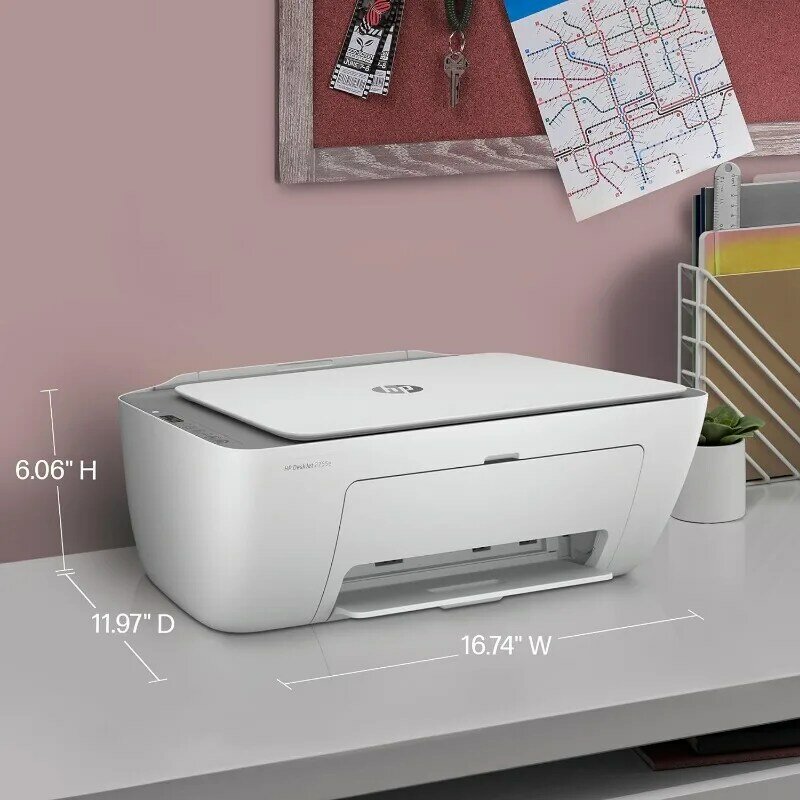 사무실용 무선 컬러 잉크젯 프린터, 인쇄, 스캔, 복사, 간편한 설정, 모바일 인쇄, HP + 인스턴트 잉크, 흰색