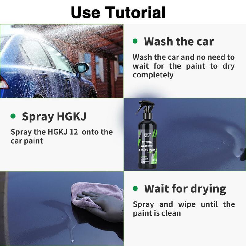 Spray lucidante per rivestimento auto in ceramica da 300ml HGKJ 9H liquido idrofobo rivestimento rapido antigraffio Nano cera cura della vernice per auto S6