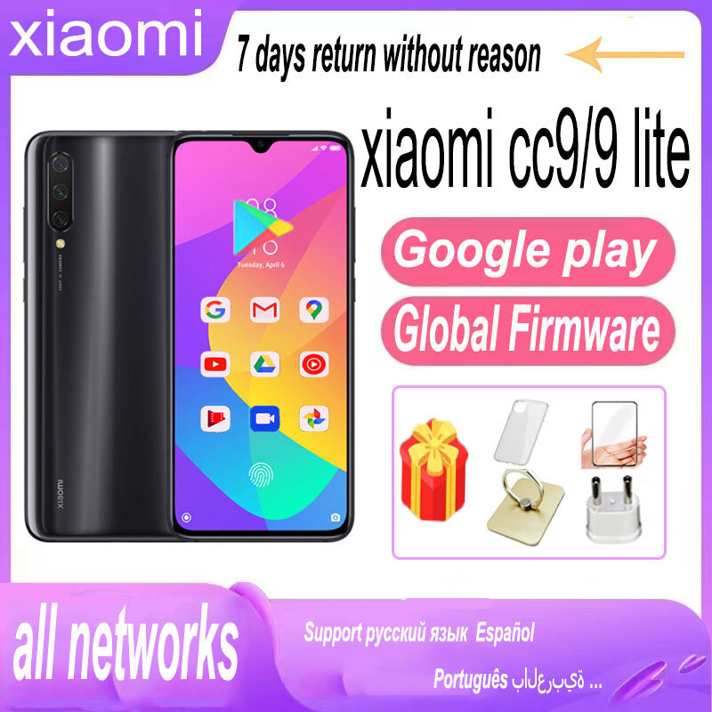 Xiaomi-smartphone 9 lite/cc9 4g, carregamento rápido, snapdragon 710, 48 mp + 32 mp, 18w, firmware global original