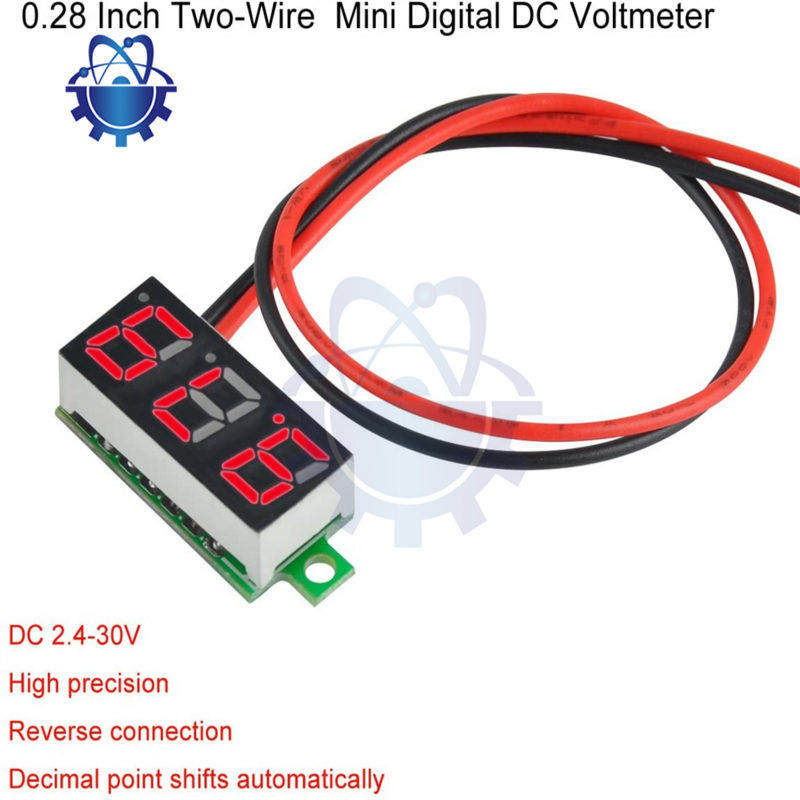 Vôn kế kỹ thuật số LED DC 0.28-30V 2.5 inch Đồng hồ đo điện áp Máy dò điện áp di động ô tô 12V màu đỏ xanh Lá Xanh Dương màu vàng