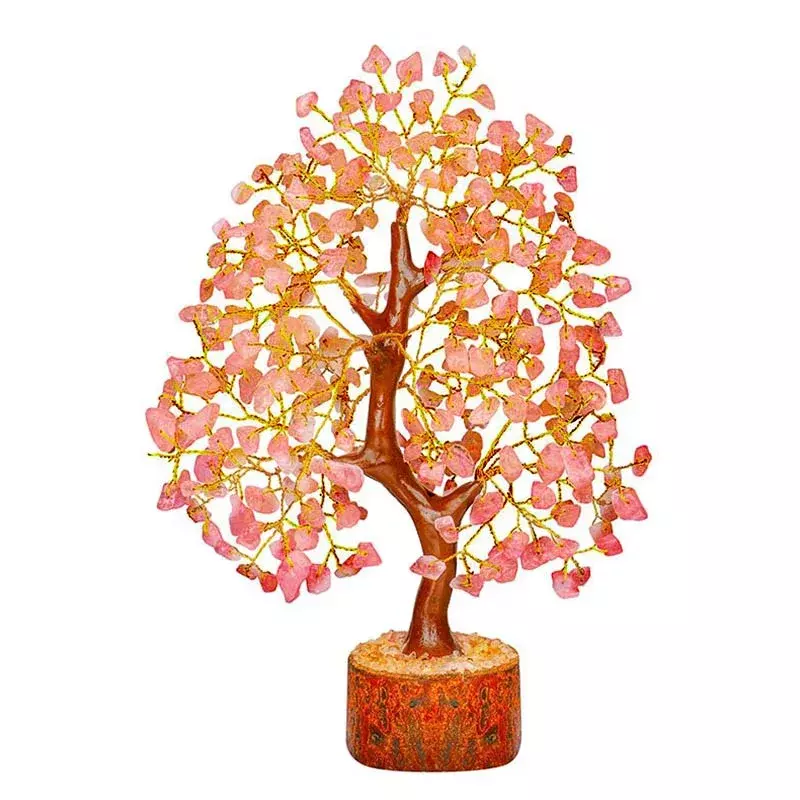 Cristal Natural Ametista Quartzo Rosa Árvore da Vida, Cura Reiki, Espécime Mineral de Rocha, Decoração para Casa, Ornamento Lembrança, Presentes