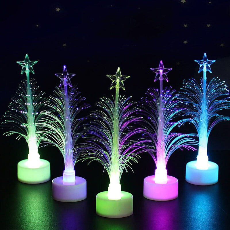 Kleurrijke Led Glasvezel Nachtlampje Kerstboom Licht Led Tafellamp Vakantie Sfeer Licht Huisdecoratie Kerstmis Cadeau