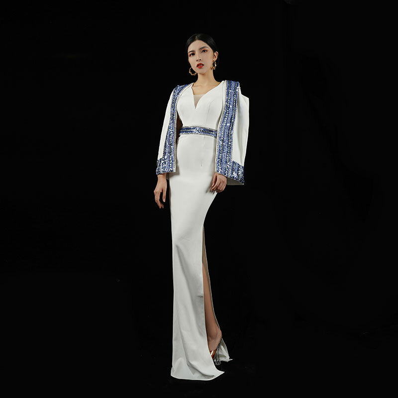 Baisha-vestido de noche de lujo para celebridades, traje hecho a mano con cuentas, falda ajustada para ocasiones formales, H257