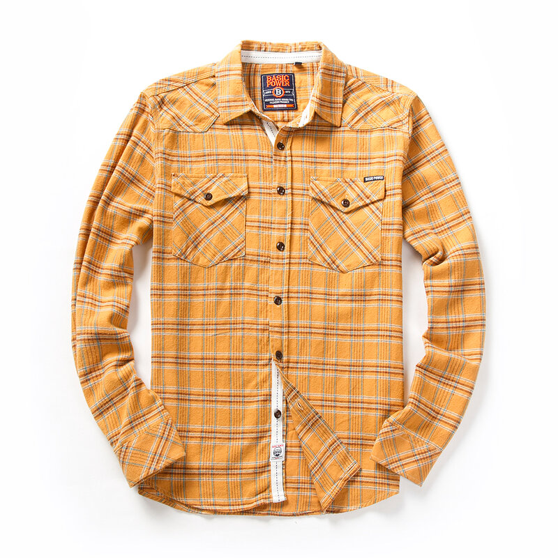 2022 camicia di flanella scozzese Casual da uomo a maniche lunghe nuovi vestiti autunnali top camicia lunga Chest Outwea Pocket Design stampato-Button