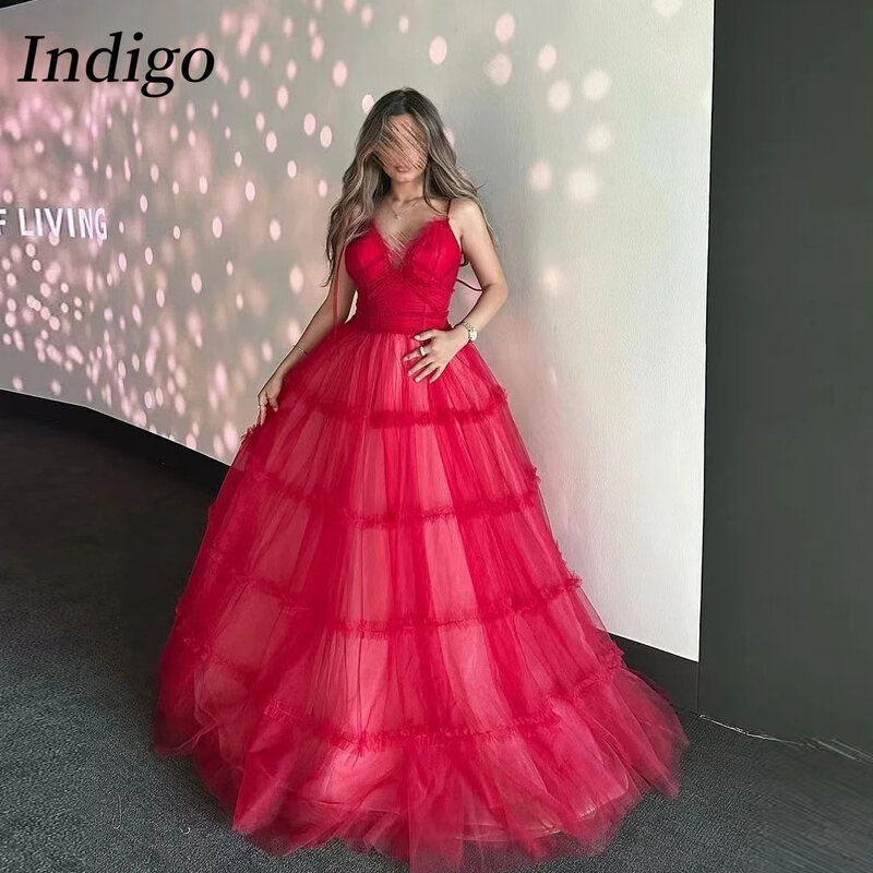 Indaco Prom Dresses Spaghetti Tiered A Line Floor-Length Women Simple Elegant Patry Ball Gown 2024 0. 90 squartions sore