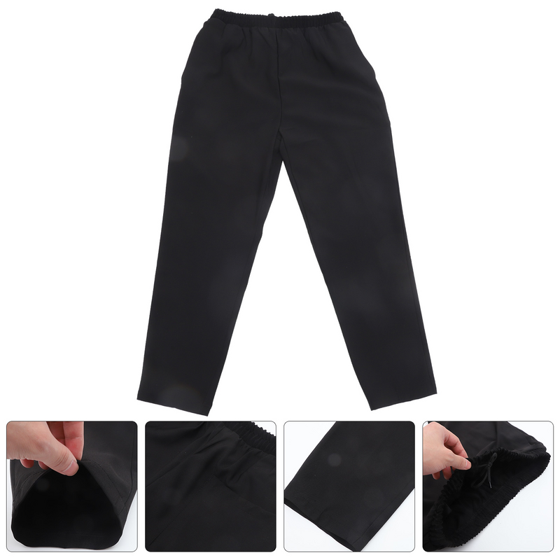 Para spodnie robocze oddychający materiał luźne ubrania szefa kuchni dla kobiet (czarny)