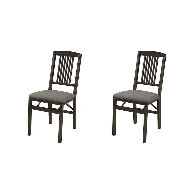 MECO Stakmore-asiento tapizado de tela de madera, juego de sillas plegables, Espresso, 2 paquetes