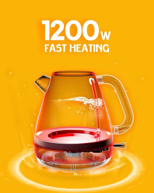 Hazel Quinn 1.7L Electric Kettle with Thermometer, 1200W Fast Boiling, BPA-free, Cordless