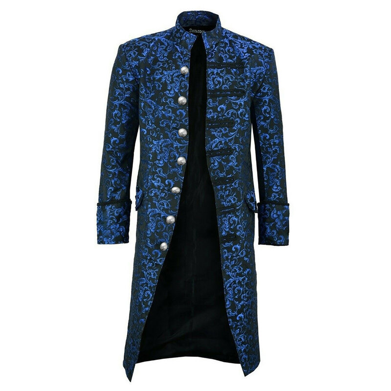 Roupa de Halloween masculina com botões, jaqueta steampunk, colete vintage, vestido gótico, fantasia de cosplay, casaco masculino, moda