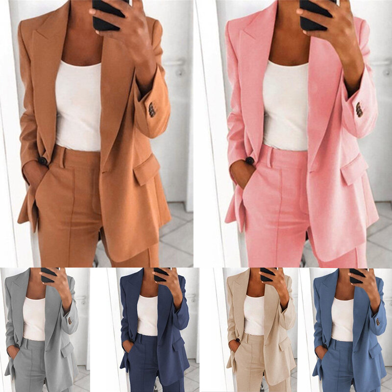 2023 Fashion Street Elegante Blazers Casual Pak Revers Slank Vest Temperament Loszittende Pak Zakelijke Jas Dames Met Lange Mouwen