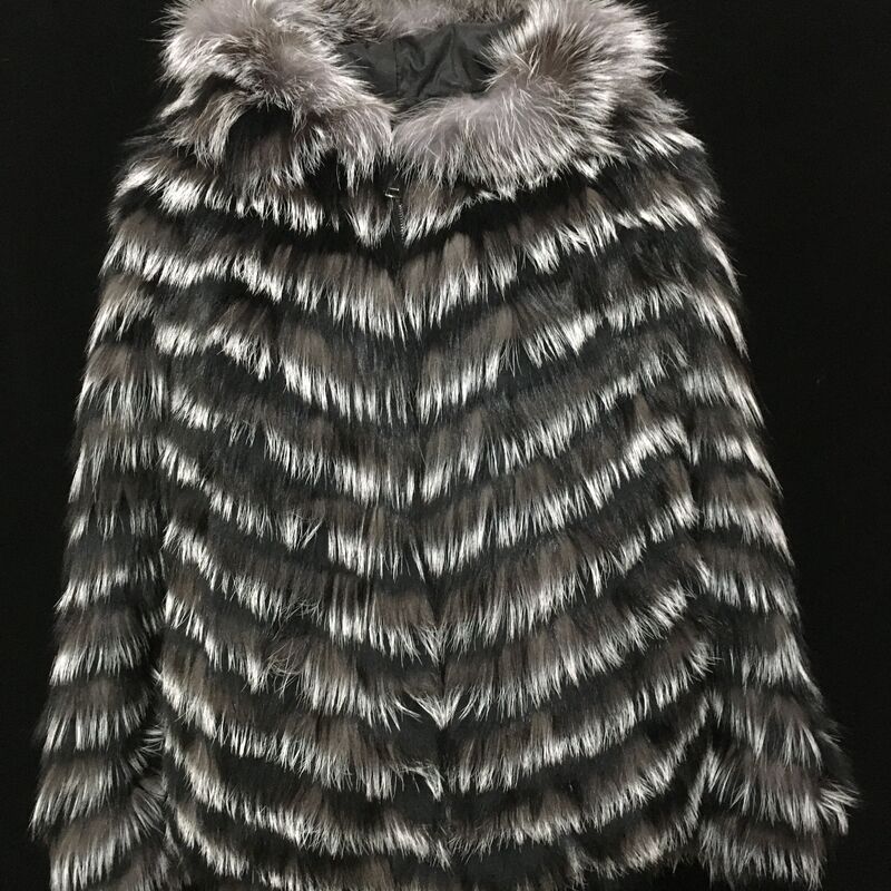 Женское тонкое пальто в полоску, верхняя одежда с капюшоном из натурального Лисьего меха, B210908, весна-осень 2023