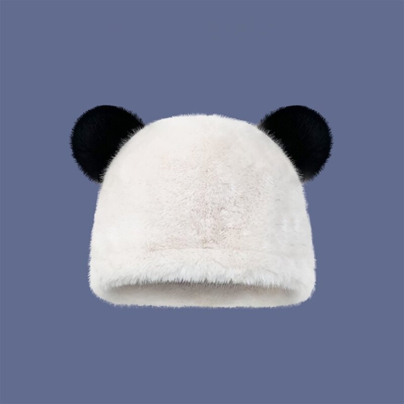 Y1ub chapéu pelúcia desenho animado, gorro macio, engraçado, pulôver orelha urso, chapéu feminino
