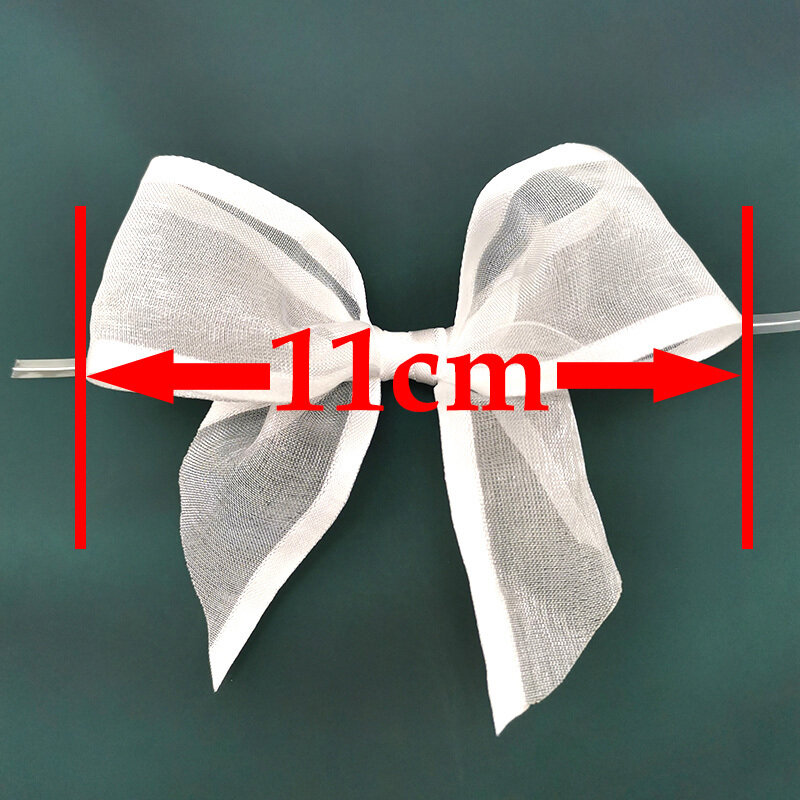 (30 Pcs/pack)11cm White Wide-brimmed Organza Bow Ribbon Clothing Accessories Handmade DIY Crafts Making Home Decoration