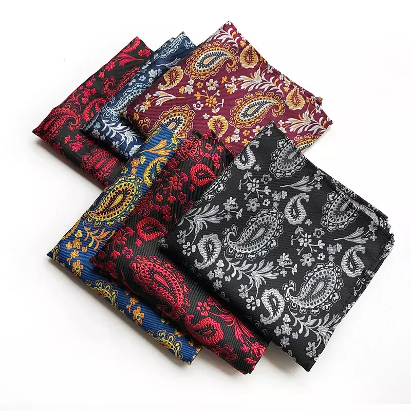 18 estilo masculino lenço de seda tecido pontos floral padrão hanky negócio masculino casual bolso quadrado lenço casamento hankies